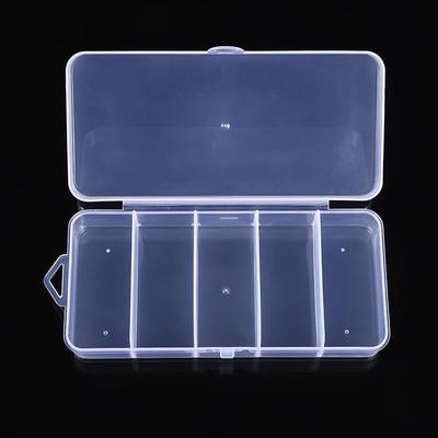Tragbare Transparente Kunststoff Aufbewahrung Schmuckbox Fach Behälter Rechteckig Fünf Fächer Box Für Perlen Ohrring Zubehör