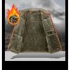 Solid Men's Fleece-Lined Bomber Jacket Winter Windproof Stand-Collar Zip-Up Thicken Warm Plush Coat Fashion Clothing
