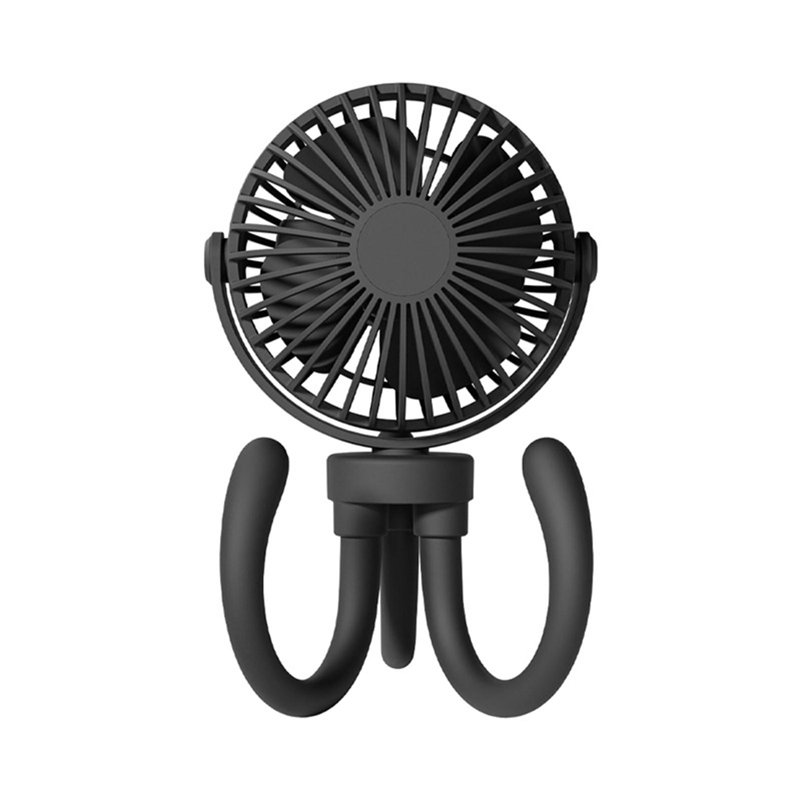 

Portable Stroller Fan 3 Speeds Adjustable Angle Usb Hand Fan Summer Mute Mini Octopus Electric Fan black#0
