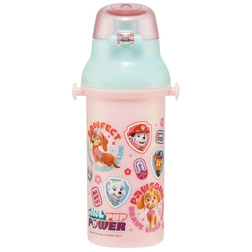 Skater Children's Plastic Water Bottle 480ml One Push Open/Close Antibacterial Child Friendly Lightweight Antibacterial Treatment Made in Japan Paw Pa
