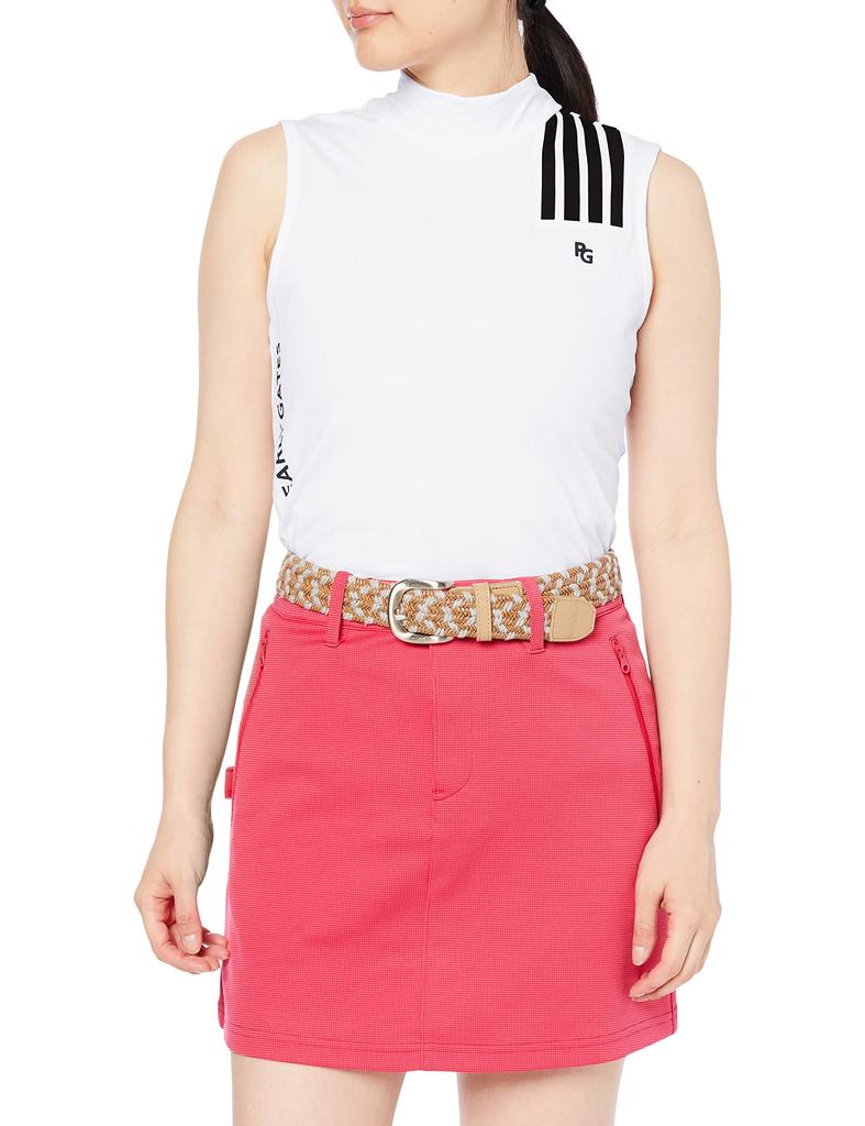 PEARLY GATES Women's Sleeveless Undershirt, Stretch Waffle / 055-3167422 030_White X Navy, Size 1 [M]