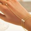 Fashion Metal Multilayer Hand Chain Bracelets Link Ring for Women Exquisite Crystal Finger Bracelet Wedding Party Jewelry