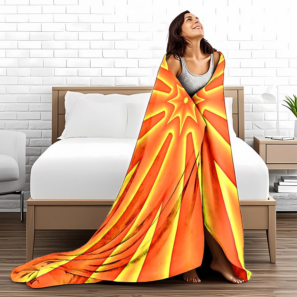 Abstract Orange Starburst Pattern blanket for Bedroom or Living Room Decor blanket, suitable for use in the bedroom, living room, on the sofa