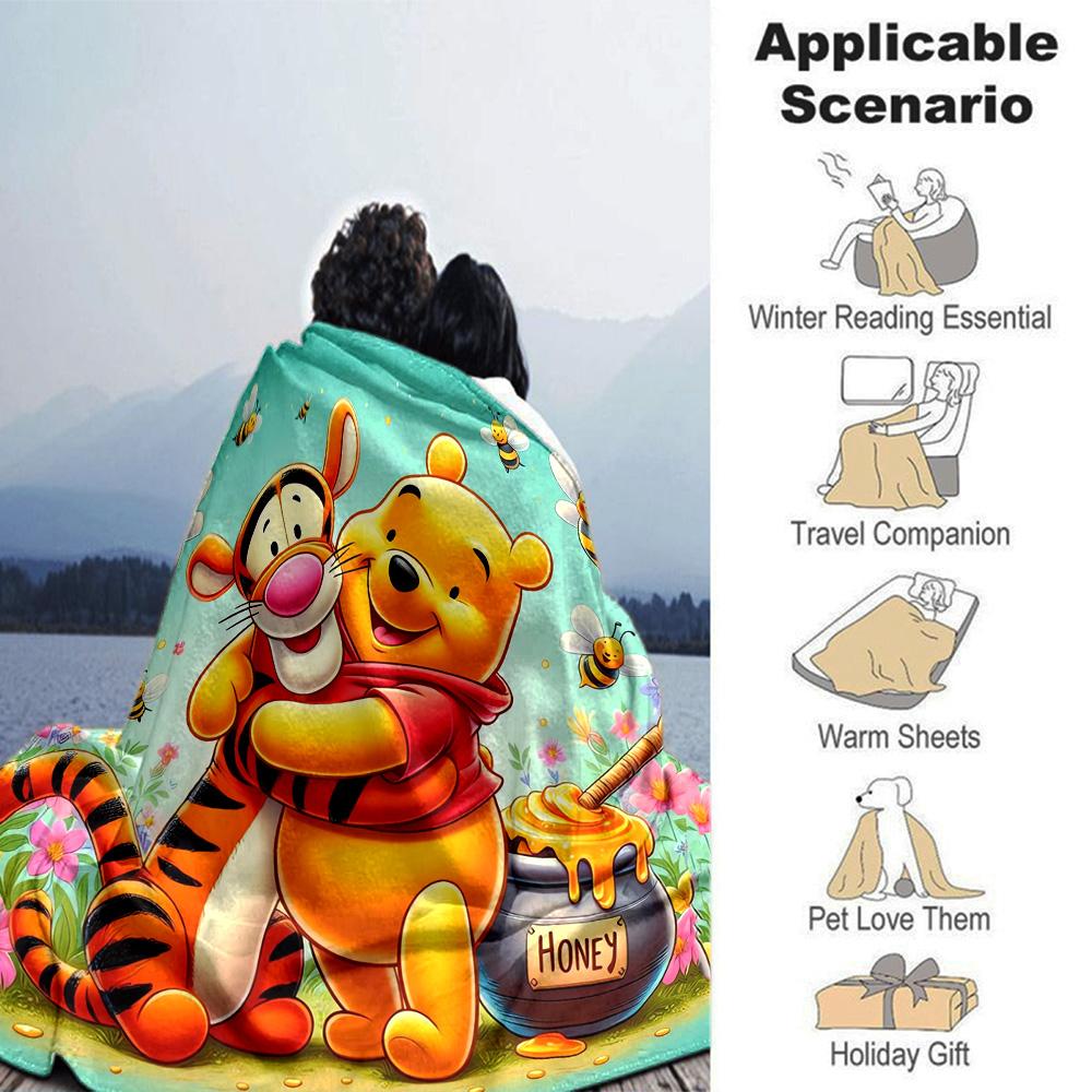 Piglet Winnie Pooh Honey Flannel Blanket Super Soft Warm Cozy Blanket For Sofa Bed Office Travel Allseason Home Decor Gift