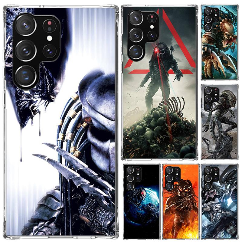 Alien Vs Predator Bemalte Handyhülle für Samsung Galaxy S26 S24 S23 Ultra S25 Edge S22 S21 Plus S20 FE + Weiche Druckschale Funda