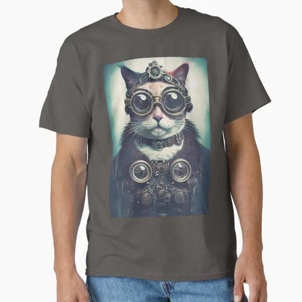 Steampunk Cat Classic TShirt Made In UsaAus TShirt S2xl
