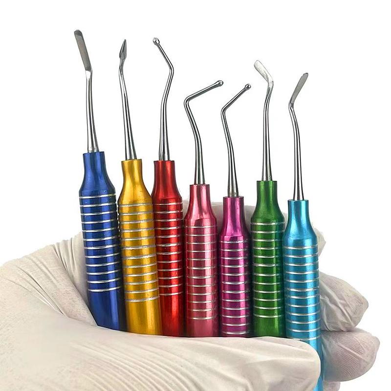 Set de 7 bucăți Rășină Compozită Dentară Cap de Rășină pentru Obturații Unelte Spatulă Culoare Titan