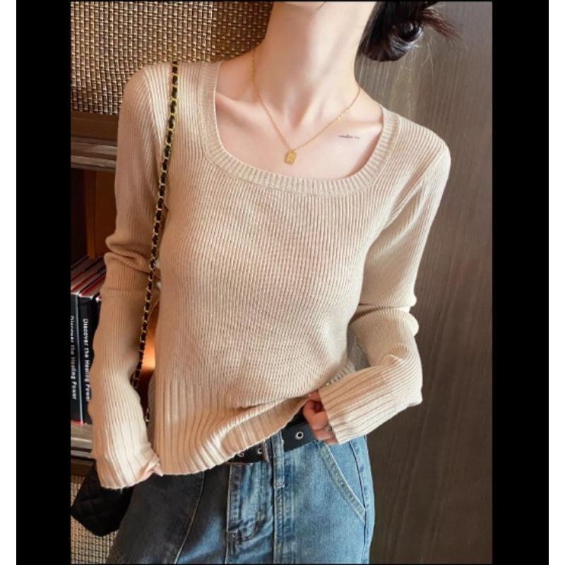 Dámský tenký pletený svetr Podzimní top se čtvercovým výstřihem Undercover Krátký Slim svetr