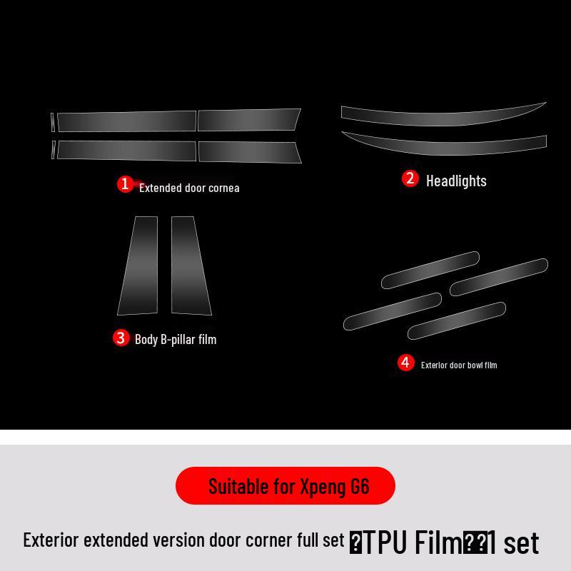 XPeng G6 Front & Rear Door TPU Scratch-Resistant Protective Film