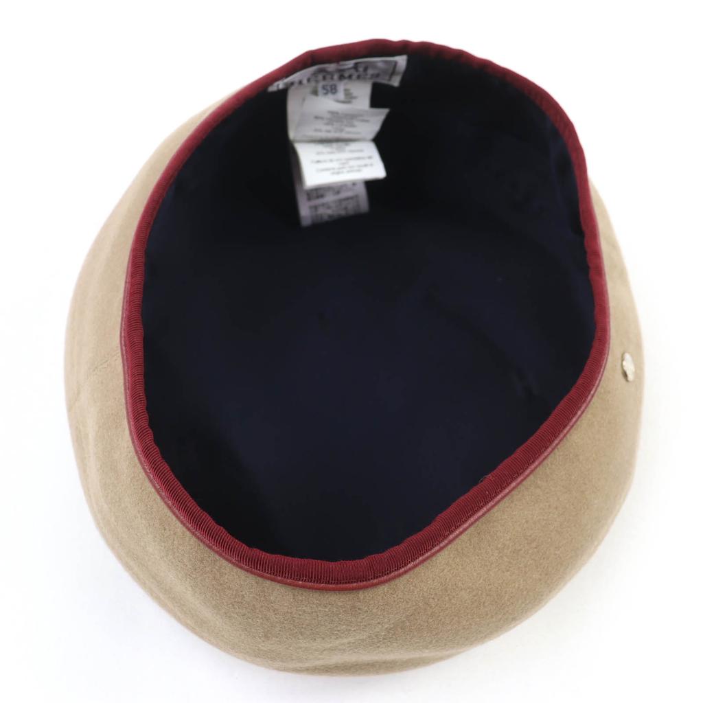Excellent HERMES Beret Santreno Serie Metal Brown Cashmere Women 58 Used