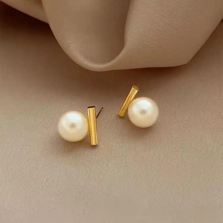 Niche Beauty Ji Pearl Simple Stud Earrings Women's New Trendy Temperament Earrings High-end Small Fragrant Style Earrings