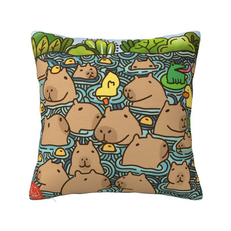 Cute Animal Capybara Cushion Cover x cm Polyester Soft Throw Pillow Case For Sofa Chair Decoration Bedding Pillowslip