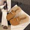 New Mao Mao Bag Head Half Slippers Women Wear Autumn and Winter Lazy People Pedal Warm Cotton Slippers