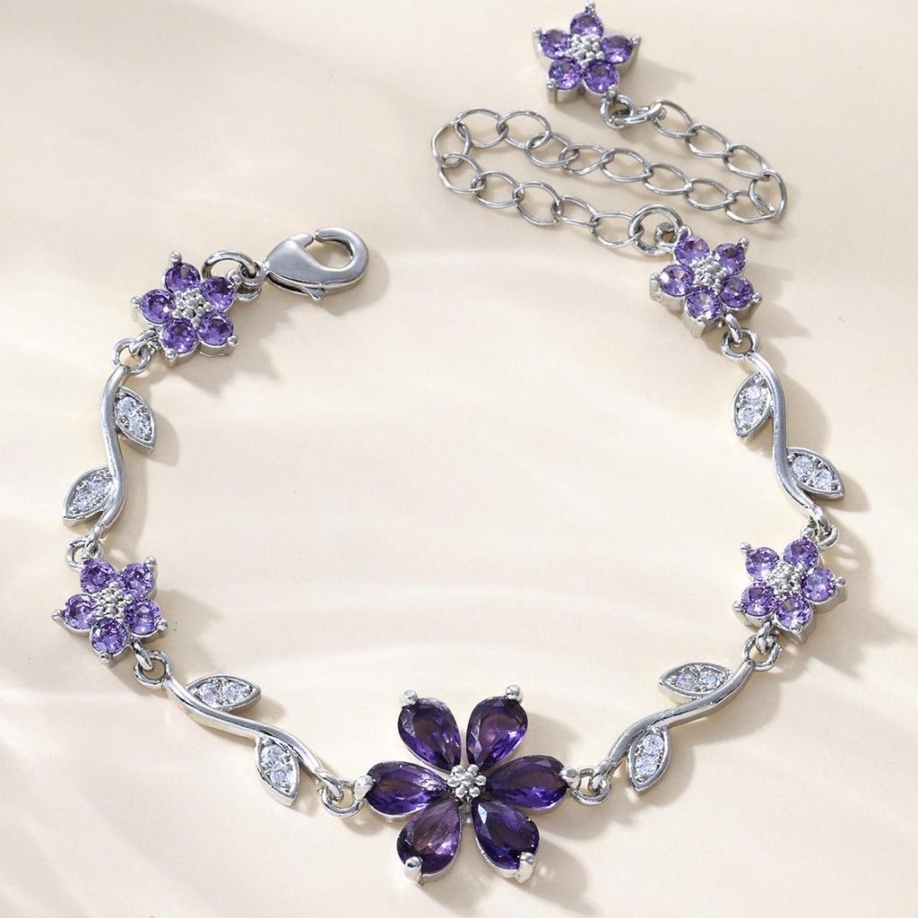 Charming Heart Flower Butterfly Bracelet: Valentine's Day Gift in INS Style Zircon & Copper.