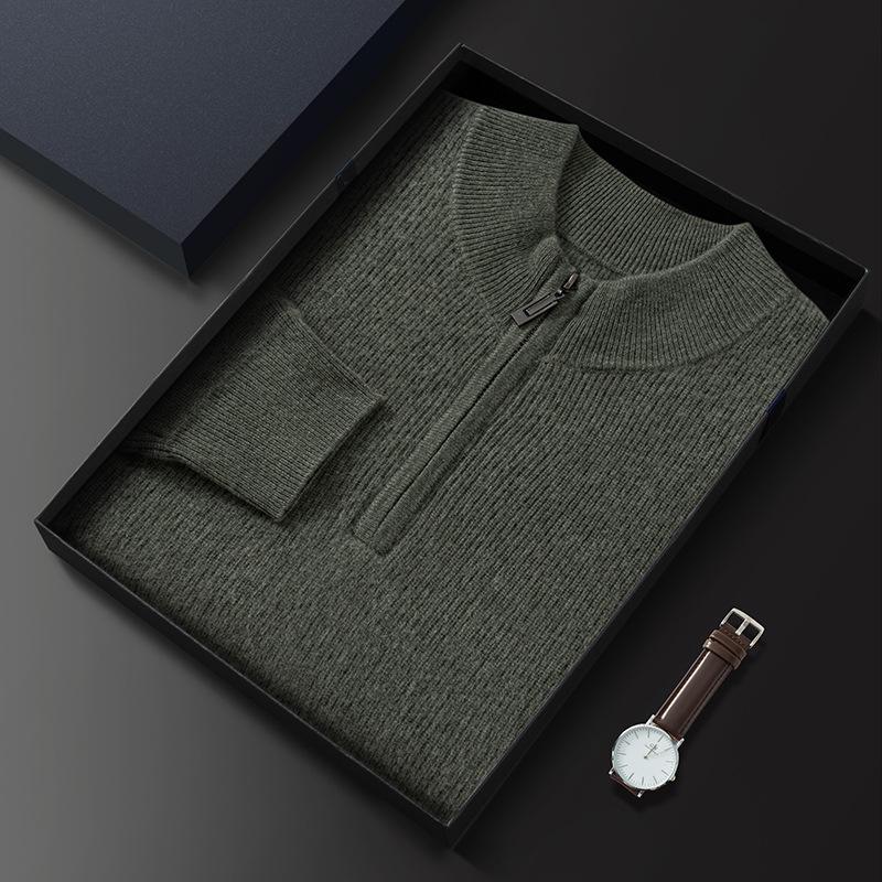 New Semi-zipper Cashmere Sweater Loose Sweater Thickened Knitted Wool