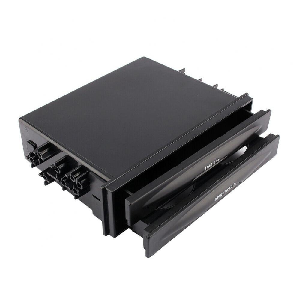 Car Universal Double/Single Din Radio Pocket Kit Drink Cup Holder + Storage Box Double Layer