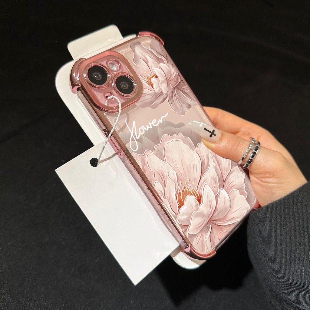 Phone Case For Samsung Galaxy S26 S25 FE Edge S24 Ultra Plus A57 A37 A36 A26 A55 A16 A15 A53 A52 A07 5G Flower Airbag TPU Shell
