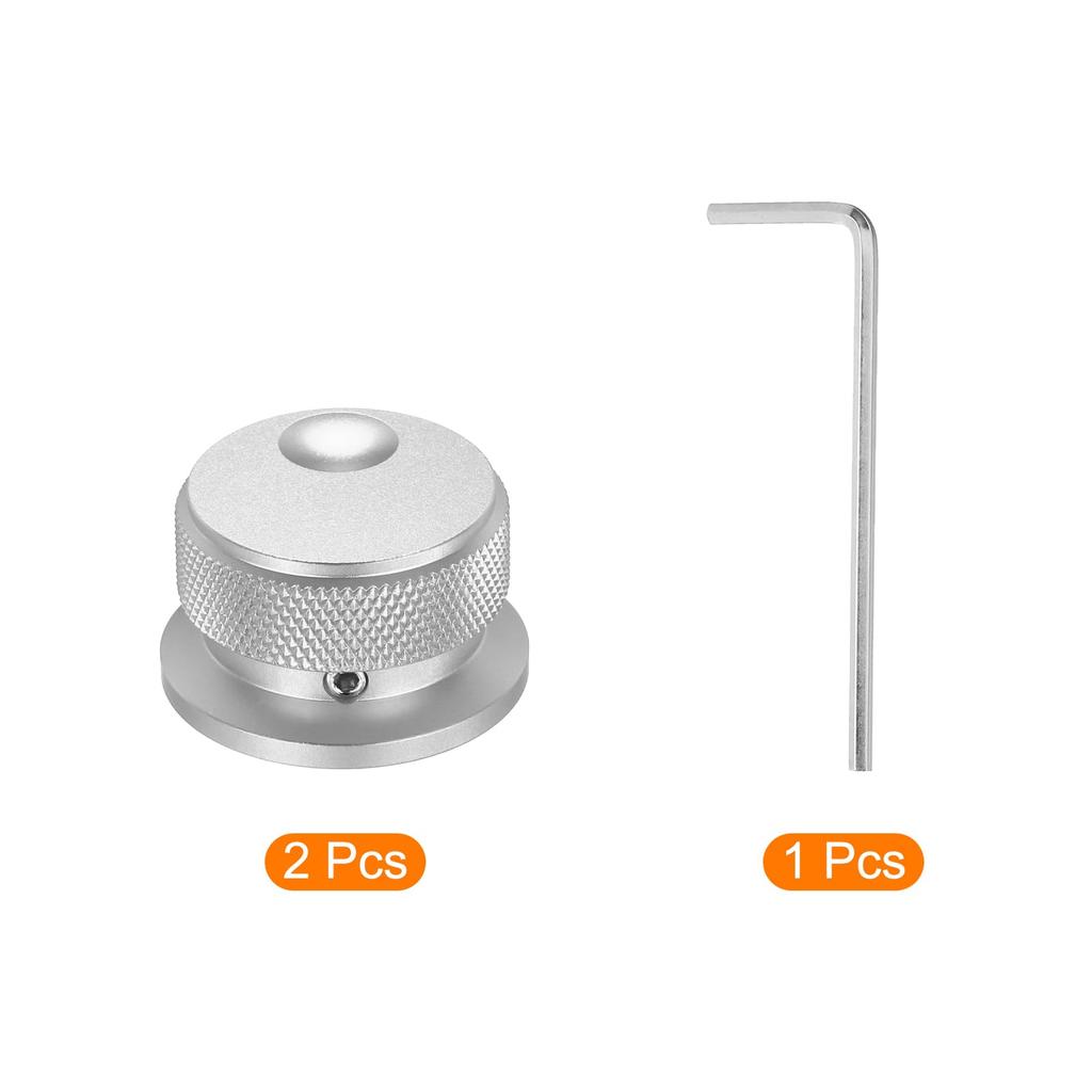 Uxcell Aluminum Potentiometer Universal Volume Tone Control Knob with Oval Groove Indicator for Silver 2-Piece Knob, 1/4" (6mm) Guitar, 4/5" (34x20mm)