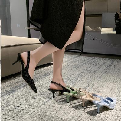 Style français petit parfum sandales à talons hauts chaussures d'été à bout pointu Stiletto pour femmes