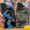 Camouflage Blue For Samsung Galaxy S10 20 Plus 21 FE 22 23 24 FE 25 Ultra Black Tempered Glass Phone Case Hard Shell