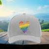 LGBT Pride Rainbow Heart Print Polyester Baseball Cap Casual Adjustable Unisex Adult Headwear