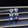 Fairy Like Pink Crystal Vintage Ocean Heart Bow Drop Earrings Sweet and Stylish for Women