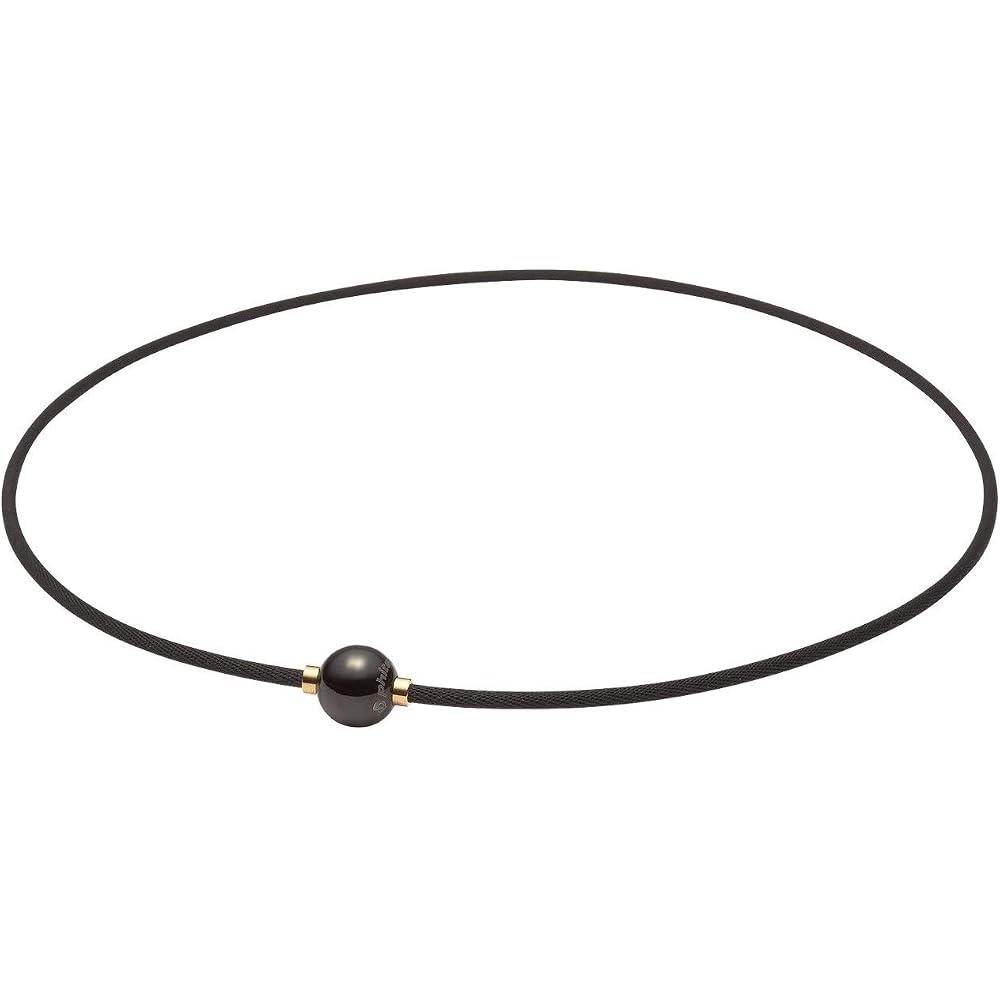 Phiten RAKUWA Metax Mirror Ball Necklace Black Gold 45cm