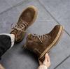 Men's Retro Korean Style Mid-Cut Zipper Leather Boots - British Trendy Design (29156)