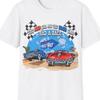 Retro 80s TV Advert Unisex T-Shirt, The Red Car And The Blue Car Had A Race