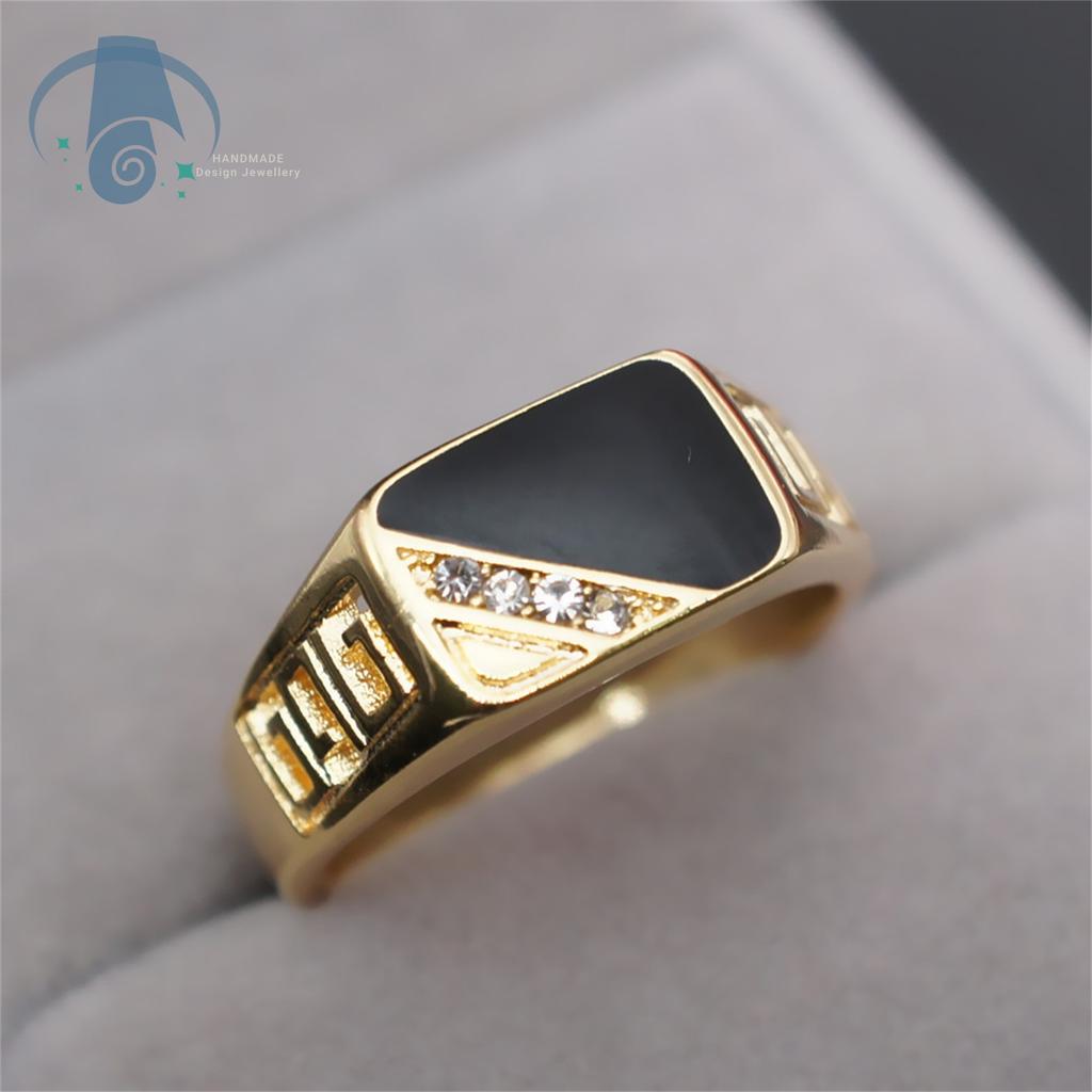 Fashion Economical Mens Enamel Drip Square Ring Classic Design Jewelry for Daily Wear Gift for Him Handmade Colorful Alloy Band