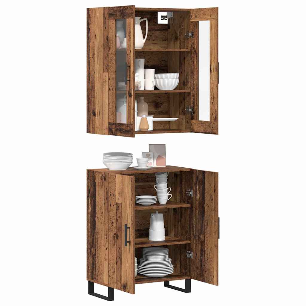 Highboard 2 pcs Reclaimed Wood Effect Particleboard