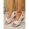Summer New Arrival Women's High-Heel Sandals Large Size Fish-Mouth Block Heel Strappy Casual High-Heel Sandals