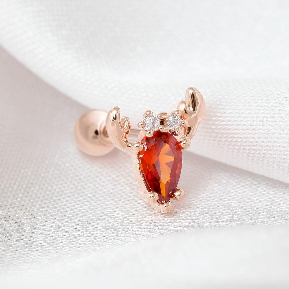 Crayfish Red Cubic 14K Gold Needle Rose Gold Piercing