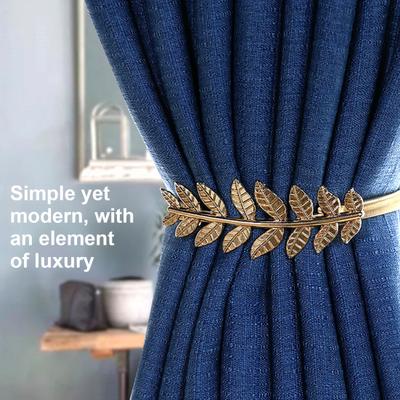 1 Pair Spring Curtain Tieback Metal Carved Elk Peacock Leaf Feather Decorative Drape Window Curtain Holder Holdbacks Curtain Accessories