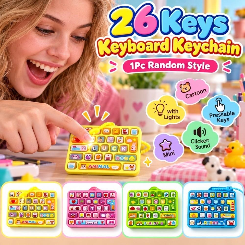 Animals 26 Keys Keyboard Keychain Mini Keyboard Clicker Keychain Travel Use