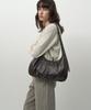 Rough Side White Label Dumpling Leather Bag Dark Brown