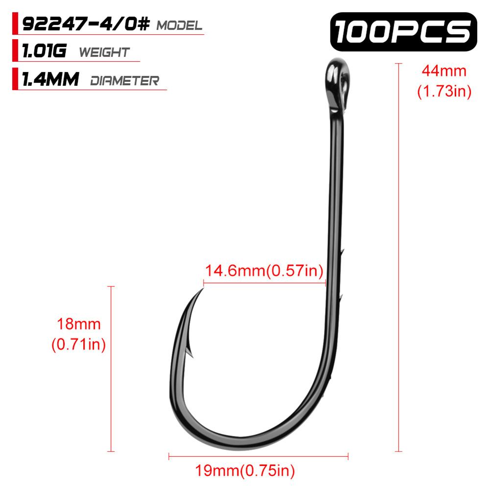 100pcs High Carbon Steel 1#-6/0# Fishing  Hook Single Barbed Hook Fishing Accessories