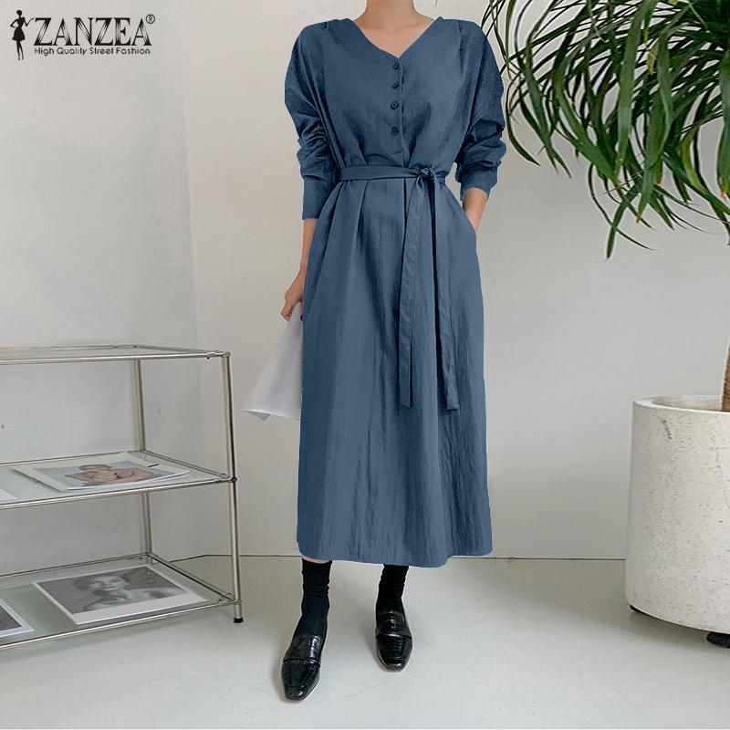 

ZANZEA Повседневное узкое длинное платье с v-образным вырезом