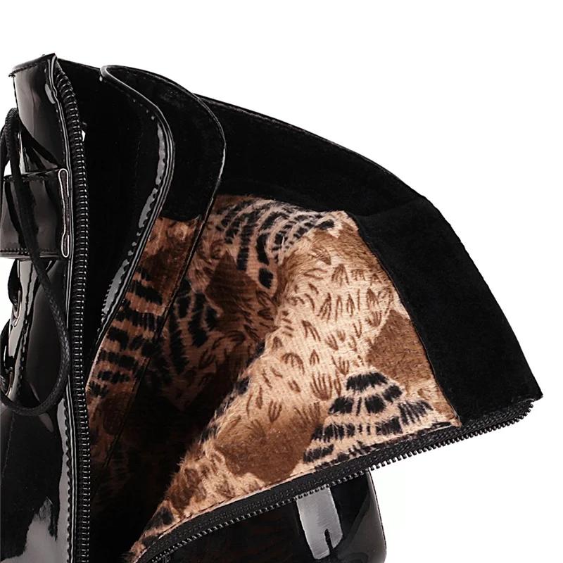 Lace Up Women‘s Ankle Boots Platform Fashion Heels Short Boot Female Leather Black Red White Fetish Party Dance Shoes Large Size