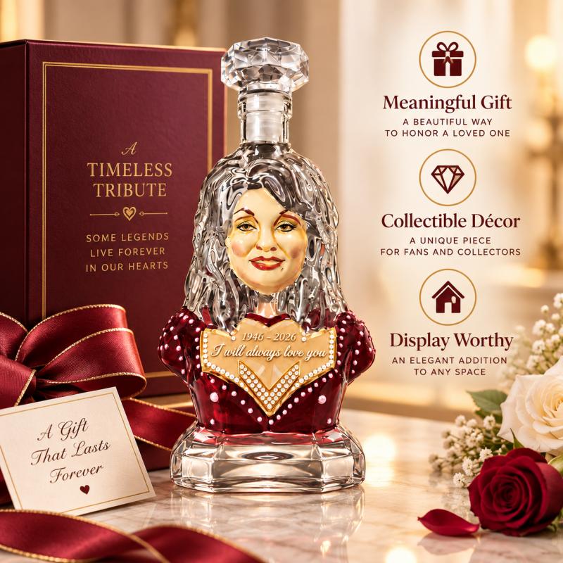 Dolly Parton Inspired Decorative Glass Bottle Whiskey Decanter Country Singer Collectible Ornament Birthday Gift for Music Fans