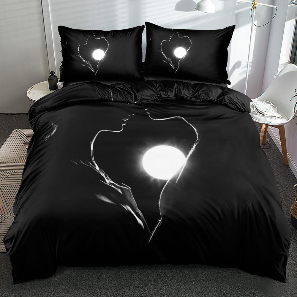 3D Creative Romantic and Beautiful Bedding Couple Down Duvet Cover Pillowcase 2/3pc King Queen Bed Cover Set Home Textile Gift