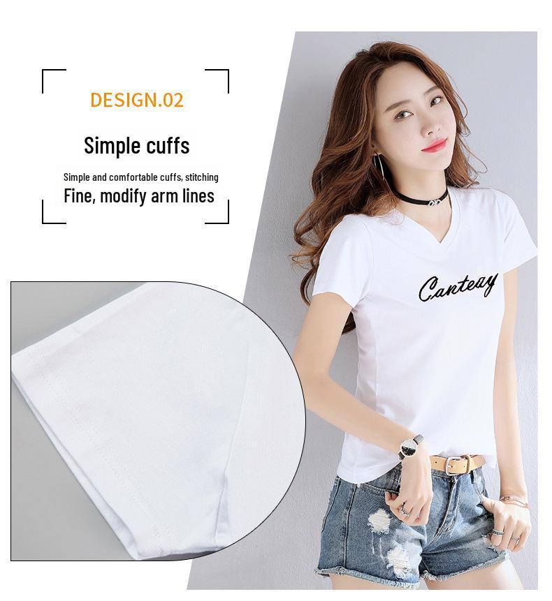 Women's Plus Size V-Neck Loose Cotton Short-Sleeve T-Shirt - Summer 2025 Collection