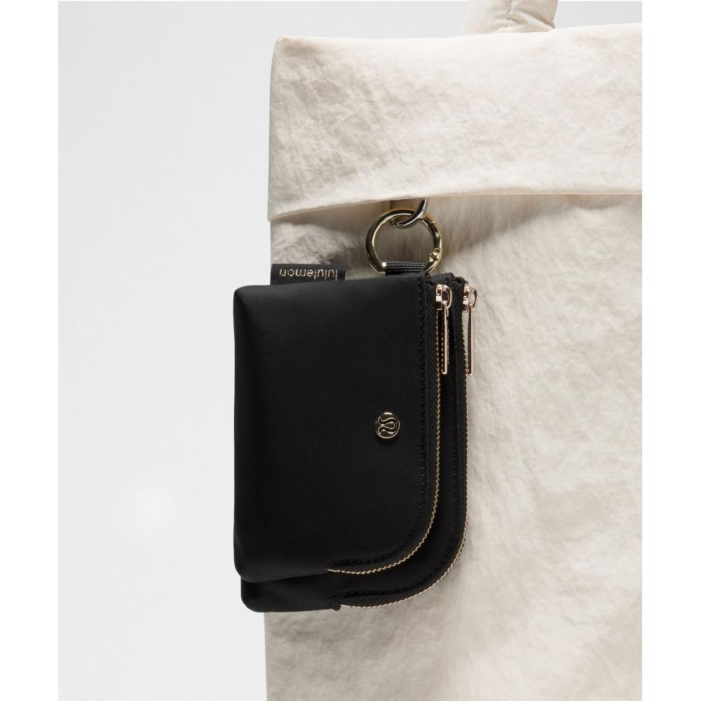 Lululemon Double Zip Clippable Card Pouch Black Black Gold