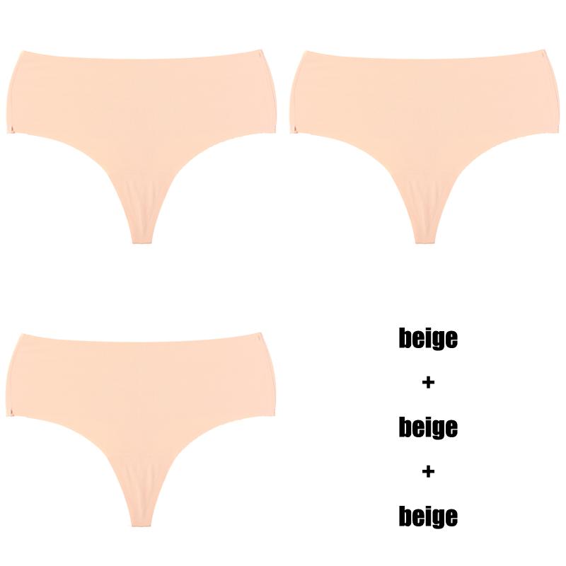CINOON 3Pcs/Lot Temptation Panties Women Traceless Ice Silk Underwear Sexy High Waist G String Thong Comfortable Bikini Female Lingerie