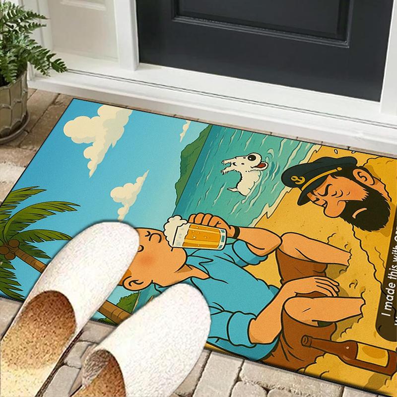 1PC The Adventures of Tintin Print rug suitable for office chair areas living rooms and computer desks perfect for home offices and an ideal holiday g
