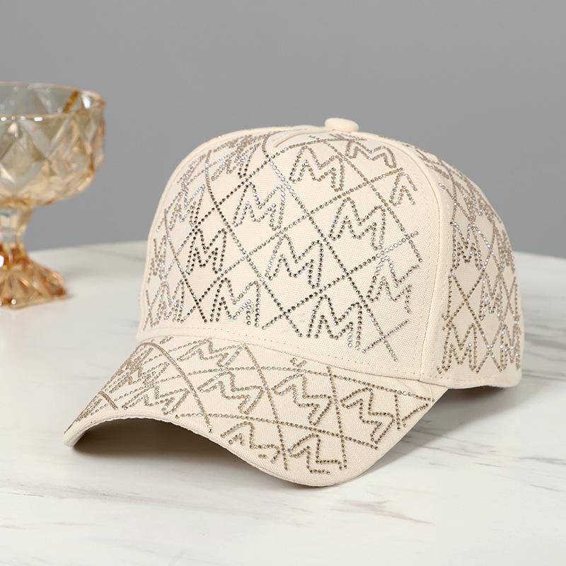 2023 Spring New Women Rhinestone Letter M Baseball Caps Adjustable Hip Hop Fashion Shiny Hats Outdoor Travel All-match Caps