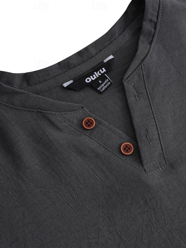 Pánské ležérní jednobarevné tričko s krátkým rukávem - Léto 2023 Regular střih