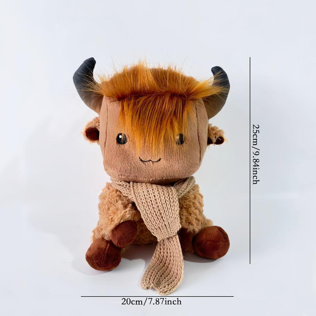 TreasuringU New 35cm/45cm Highland Cattle Plush Toy Cute Brown Cow Stuffed Doll Animals Plushie Home Decoration Birthday Gift