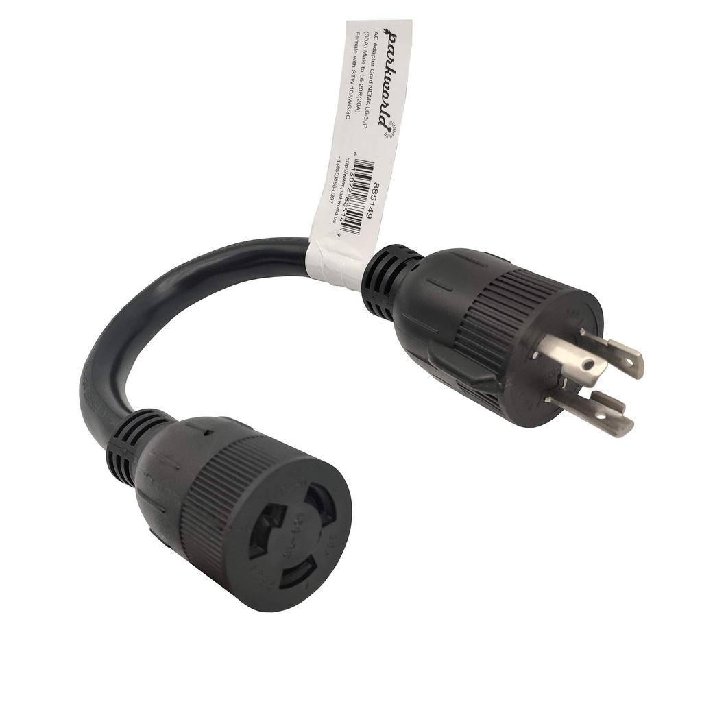Parkworld 885149 Adapterkabel 30 Ampere Twist Lock L6-30 Stecker auf 20 Ampere L6-20 Buchse