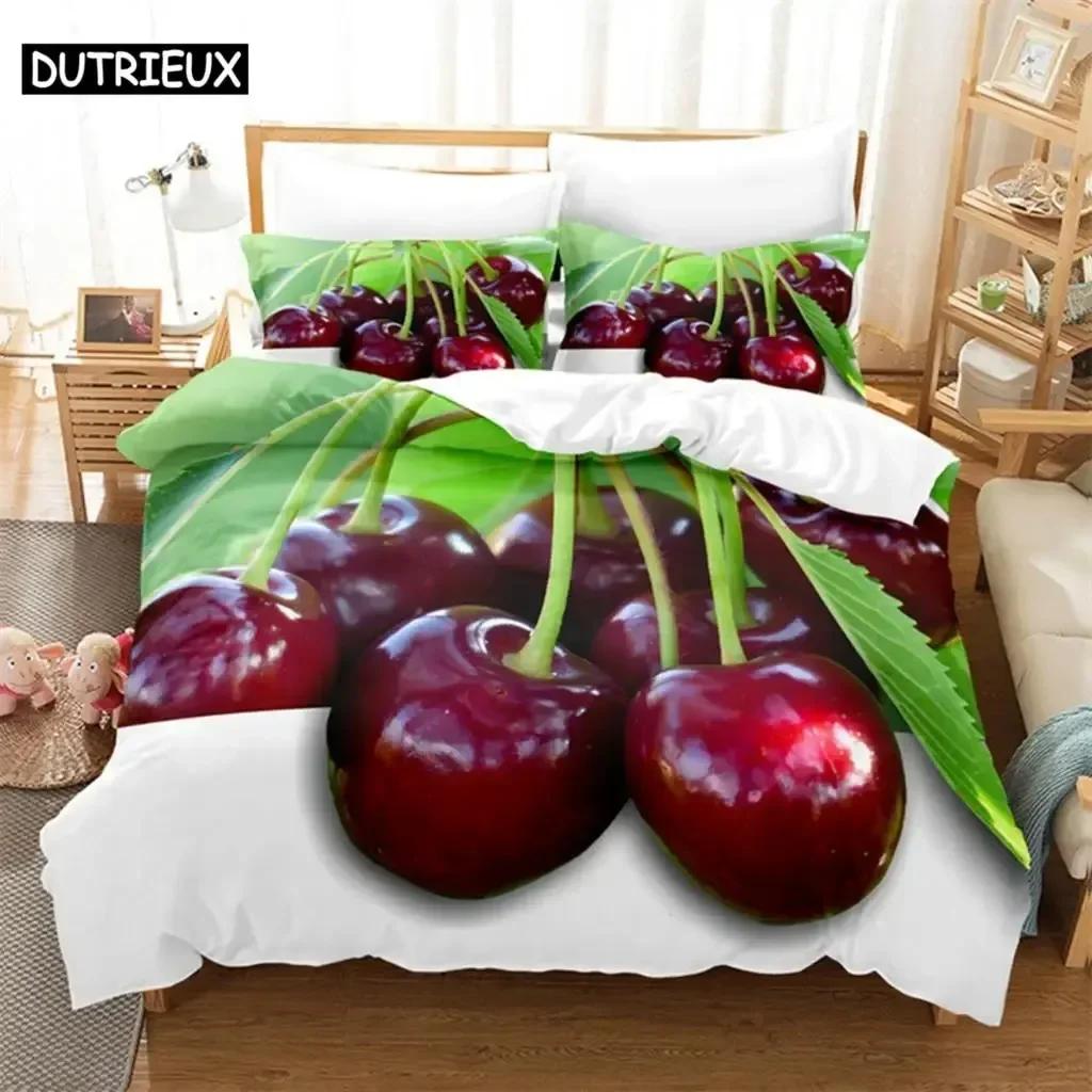 Red cherry Bedding Set Duvet Cover Set 3d Bedding Digital Printing Bed Queen Size Bedding Set Fashion Design